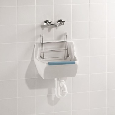 Geberit Publica cleaner sink, can be combined with hinged grating and plastic cover.