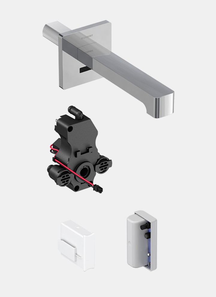 Geberit Brenta wall mounted tab with self-sustaining power supply