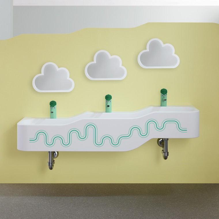 Geberit Bambini play and washspace in forest green and light green Geberit Bambini play and washspace in forest green and light green