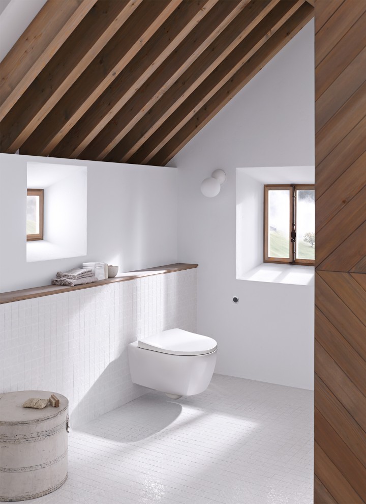 Bathroom with a roof pitch