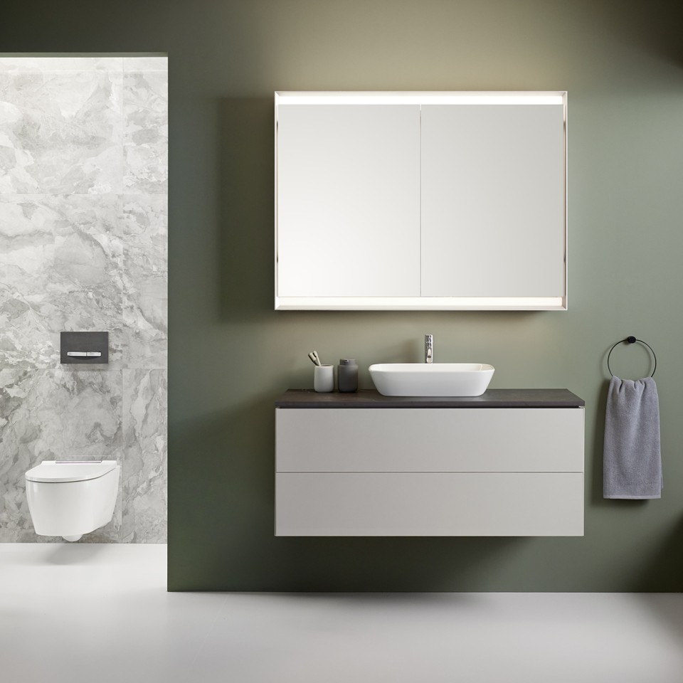 More space, cleanliness and flexibility in the bathroom thanks to Geberit ONE products More space, cleanliness and flexibility in the bathroom thanks to Geberit ONE products