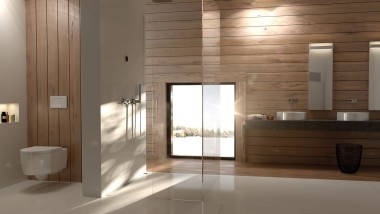 Geberit bathroom with wood panels