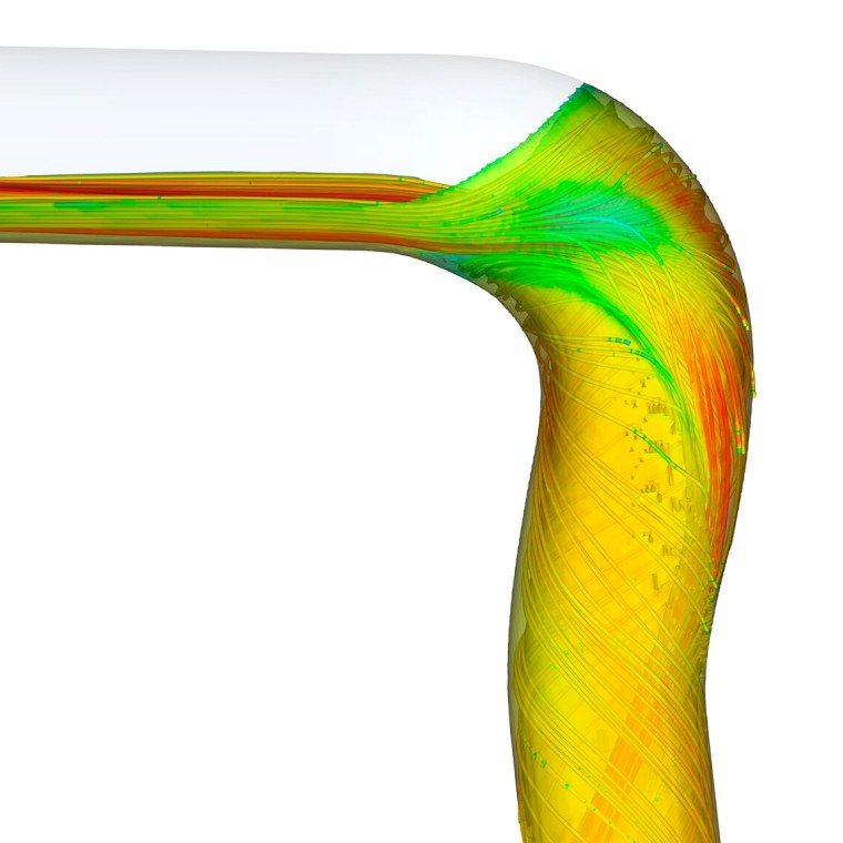 Flow simulation with the Geberit SuperTube BackFlip bend