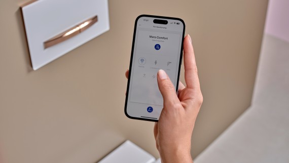 A convenient app allows users to control selected toilets and other bathroom products from Geberit A convenient app allows users to control selected toilets and other bathroom products from Geberit