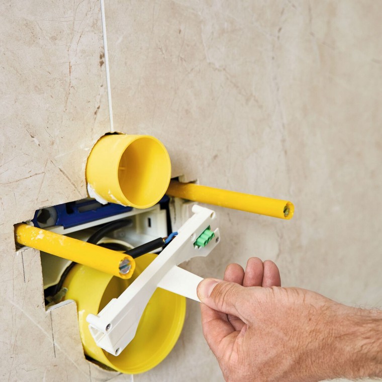 Geberit Power & Connect box during installation Geberit Power & Connect box during installation