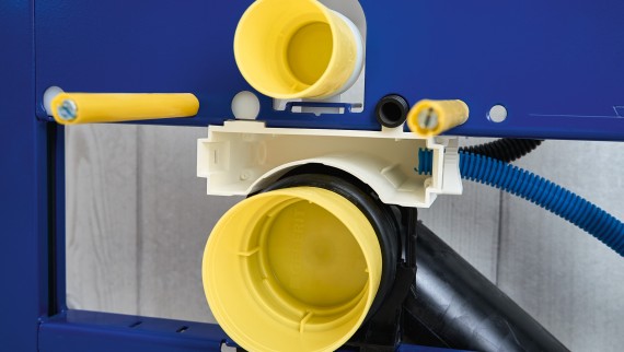 Geberit Duofix with prepared outlet mounting and communication connection box Geberit Duofix with prepared outlet mounting and communication connection box