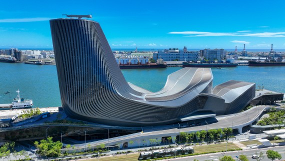 The port terminal nestles against the water like the hull of a ship The port terminal nestles against the water like the hull of a ship