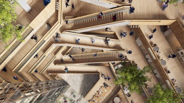 The heart of the new headquarters is the atrium, an inner courtyard around which stairs and lifts lead to the upper floors (©Foster&Partners) The heart of the new headquarters is the atrium, an inner courtyard around which stairs and lifts lead to the upper floors (©Foster&Partners)