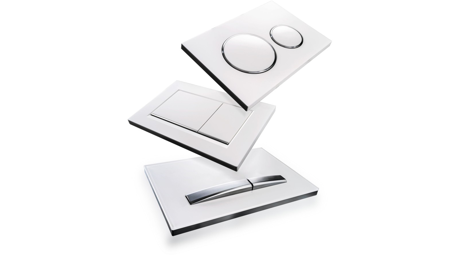 White Geberit Sigma flush plates in various designs White Geberit Sigma flush plates in various designs