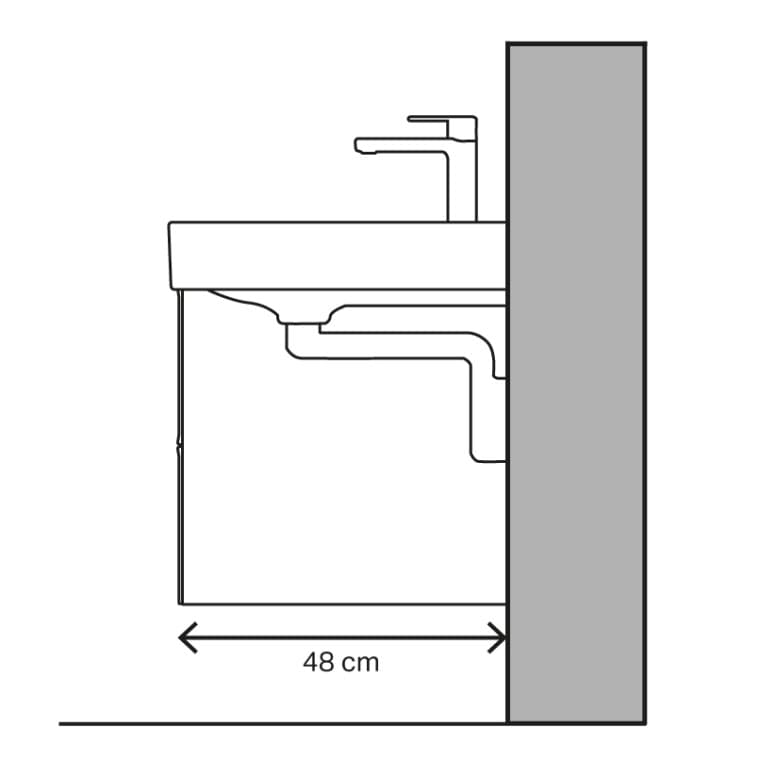 Washbasin figure for vertical drains Washbasin figure for vertical drains