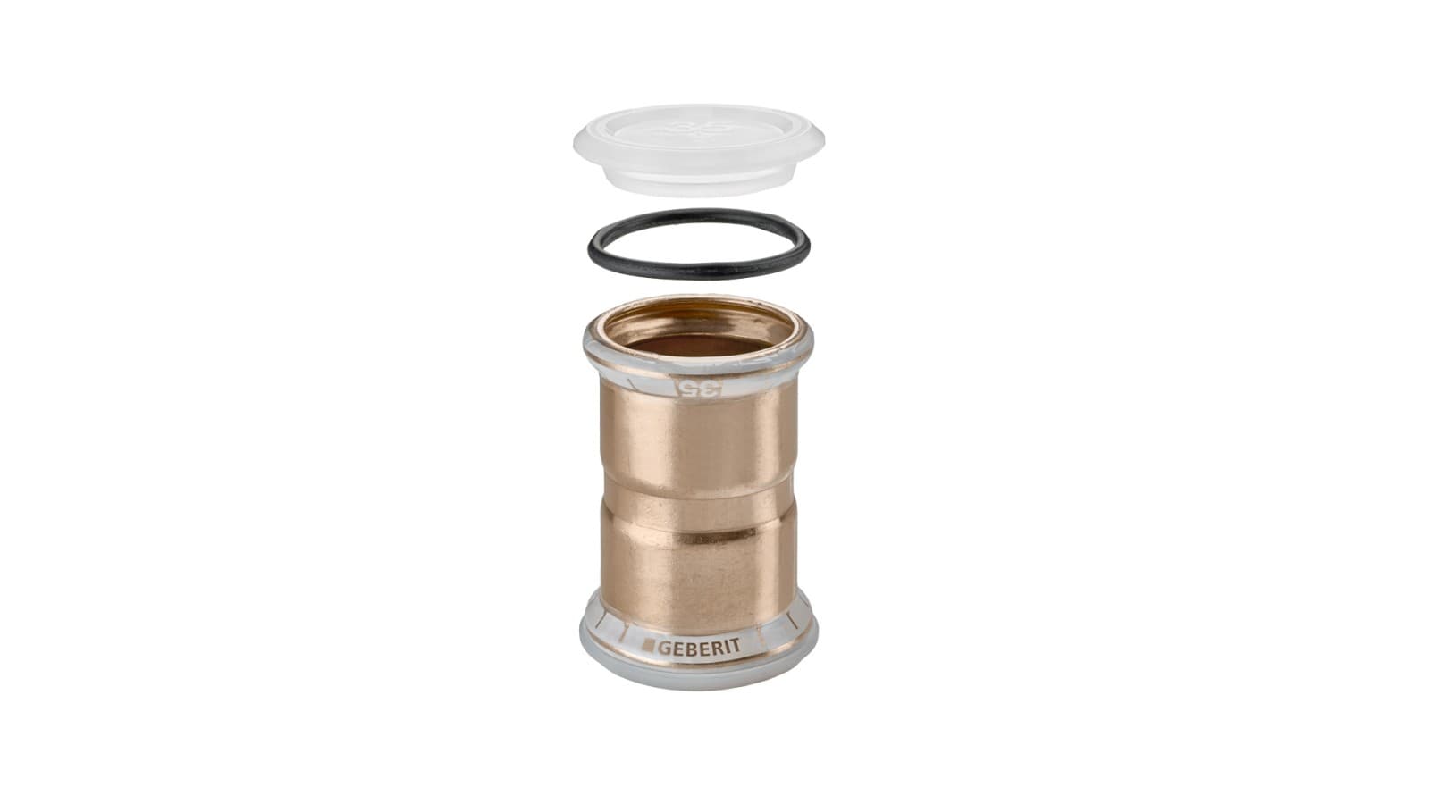 Geberit Mapress Copper fitting with white pressing indicator Geberit Mapress Copper fitting with white pressing indicator