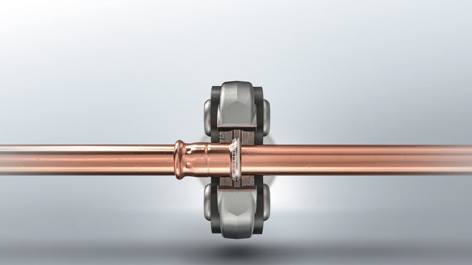 Geberit Mapress Copper fitting with white pressing indicators Geberit Mapress Copper fitting with white pressing indicators